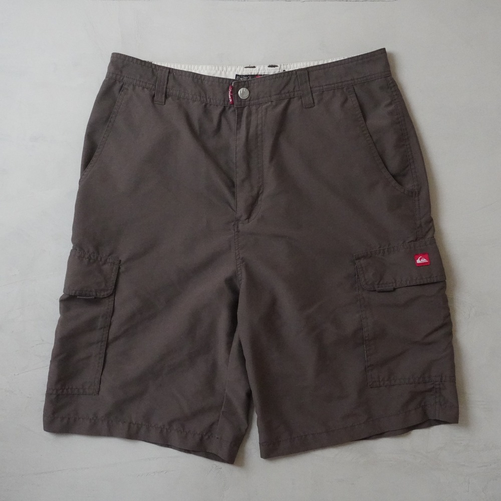 Quiksilver Cargo Shorts 34 Mens Brown Polyester Utility Pockets